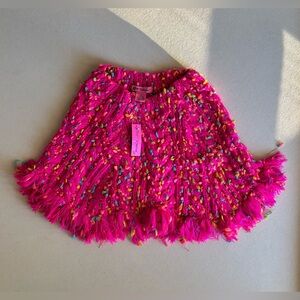 Betsey Johnson Vibrant Pink Poncho with Multicolor Accents Size: XS/S / 2-6X